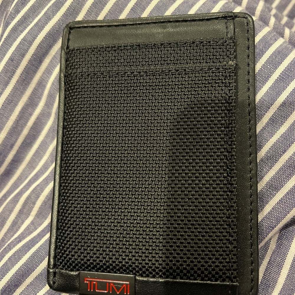 Tumi Black fabric Card Wallet